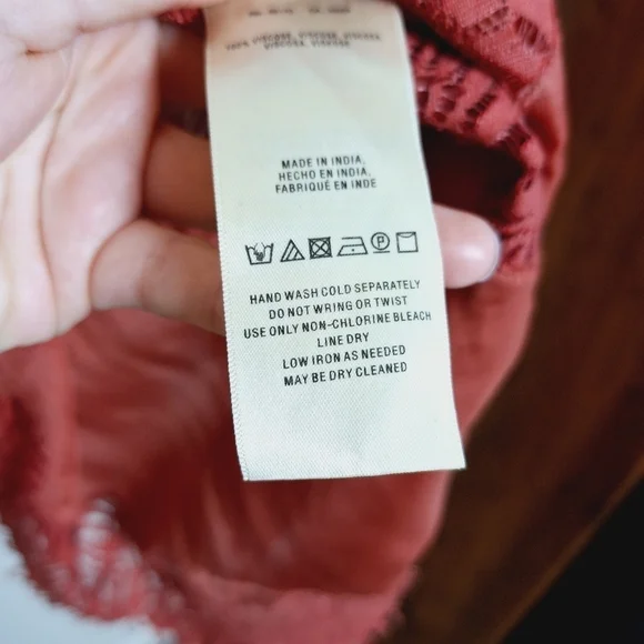 Anthropologie Moulinette Soeurs Coral Satin and Lace Bell Sleeve Blouse Medium - Picture 10 of 12